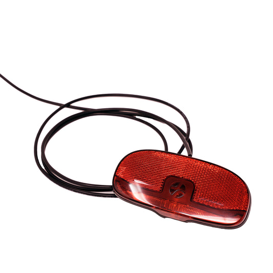 Hybrid E-Bike rear light with cable for computer-controlled integration, ideal for daylight flashing mode on Favoritebikes Hybrid models.