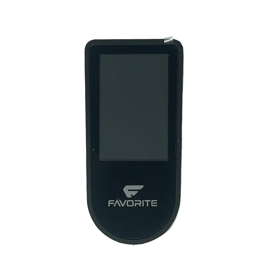 Favorite E-Bike Replacement Display for Hybrid Series, sleek black accessory with clear screen and logo for enhanced ride control.