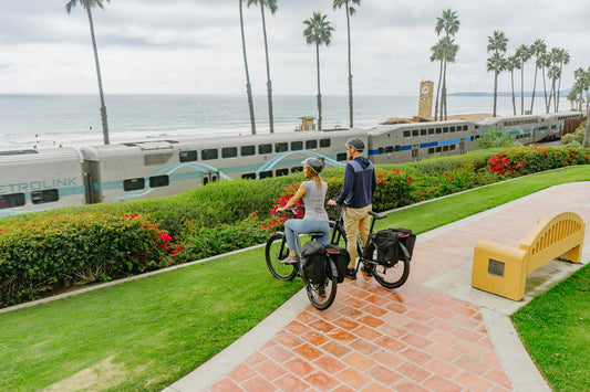 Everyday e-bike commuter dressed in comfortable, visible layers for daily riding.