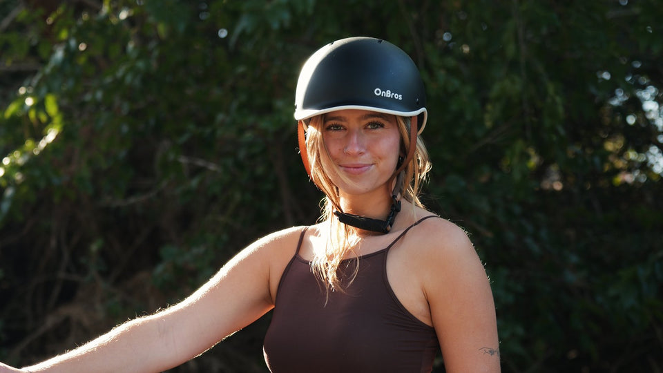 FavoriteBikes rider wearing a properly fitted helmet, showing comfort and strap position.