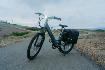 FavoriteBikes e-bike parked on its kickstand on a paved path, illustrating kickstand and parking stability tips.