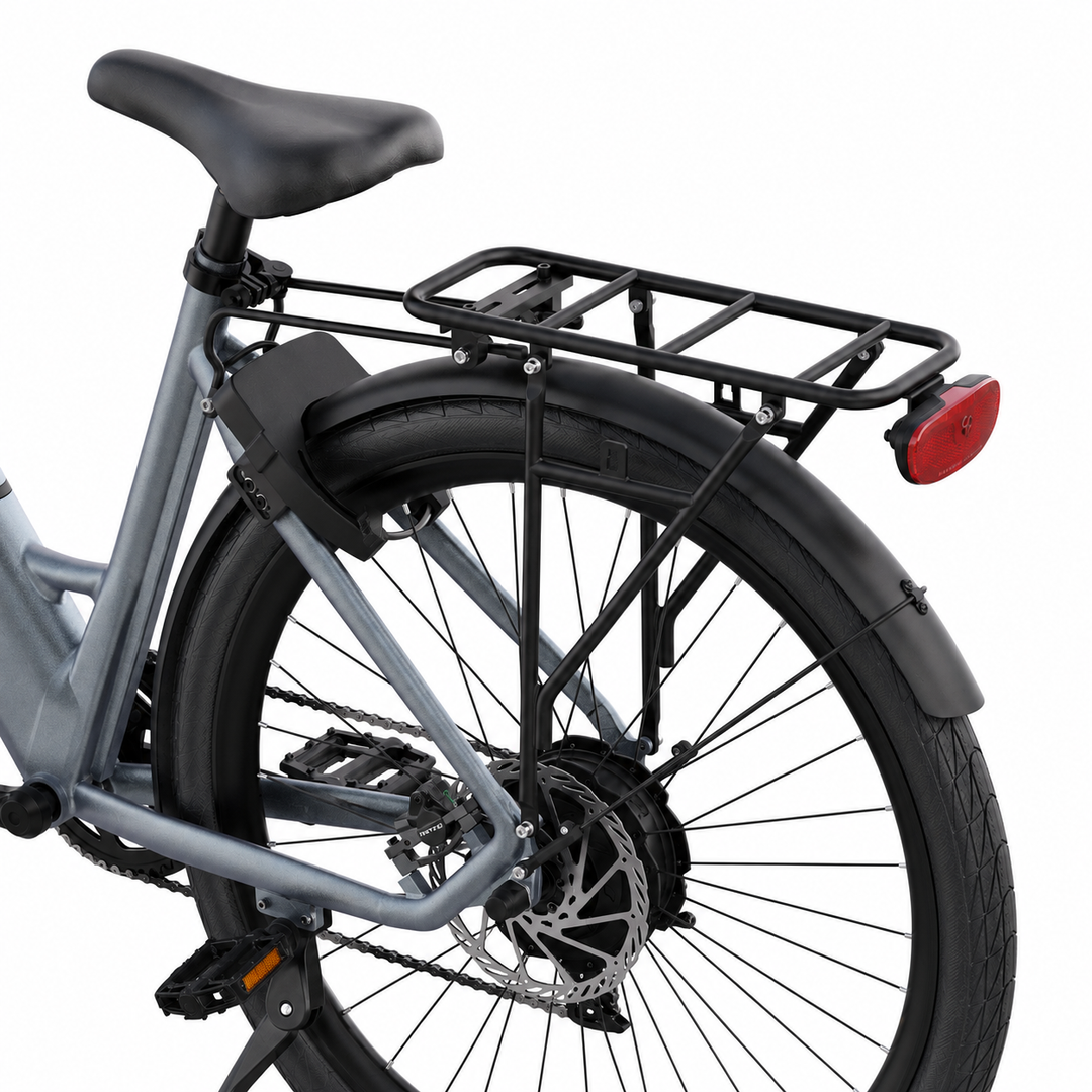 Hybrid E-Bike Rear Rack &amp; Light