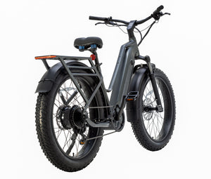 Rear view of Favoritebikes StormX Fat tire Ebike Costco showing rear rack, wide tires, and powerful motor ideal for outdoor adventures.