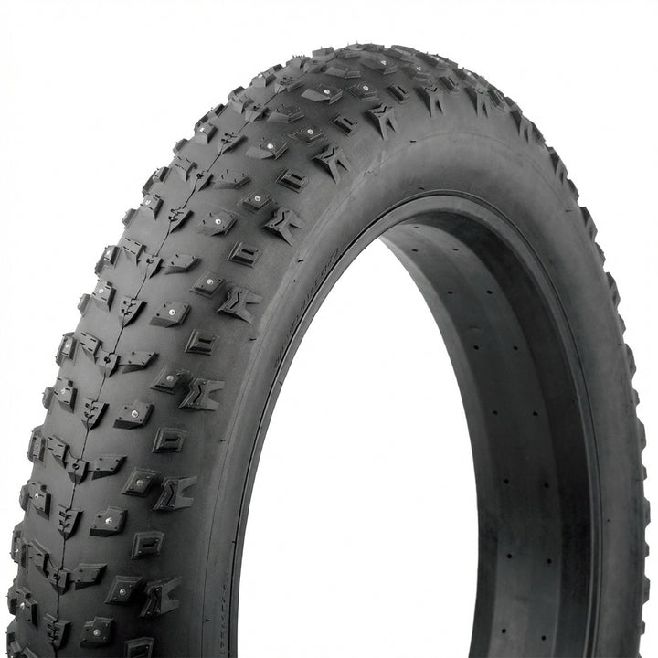 Studded winter fat tire 26x4.0 Snow Storm on white background - studs visible