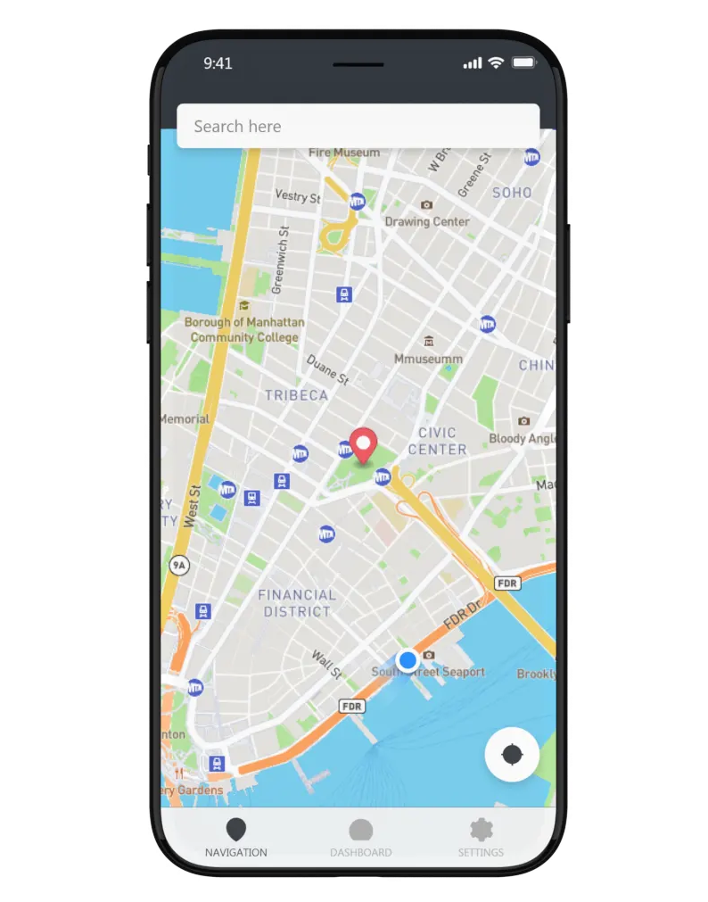 FavoriteBikes app navigation map screen
