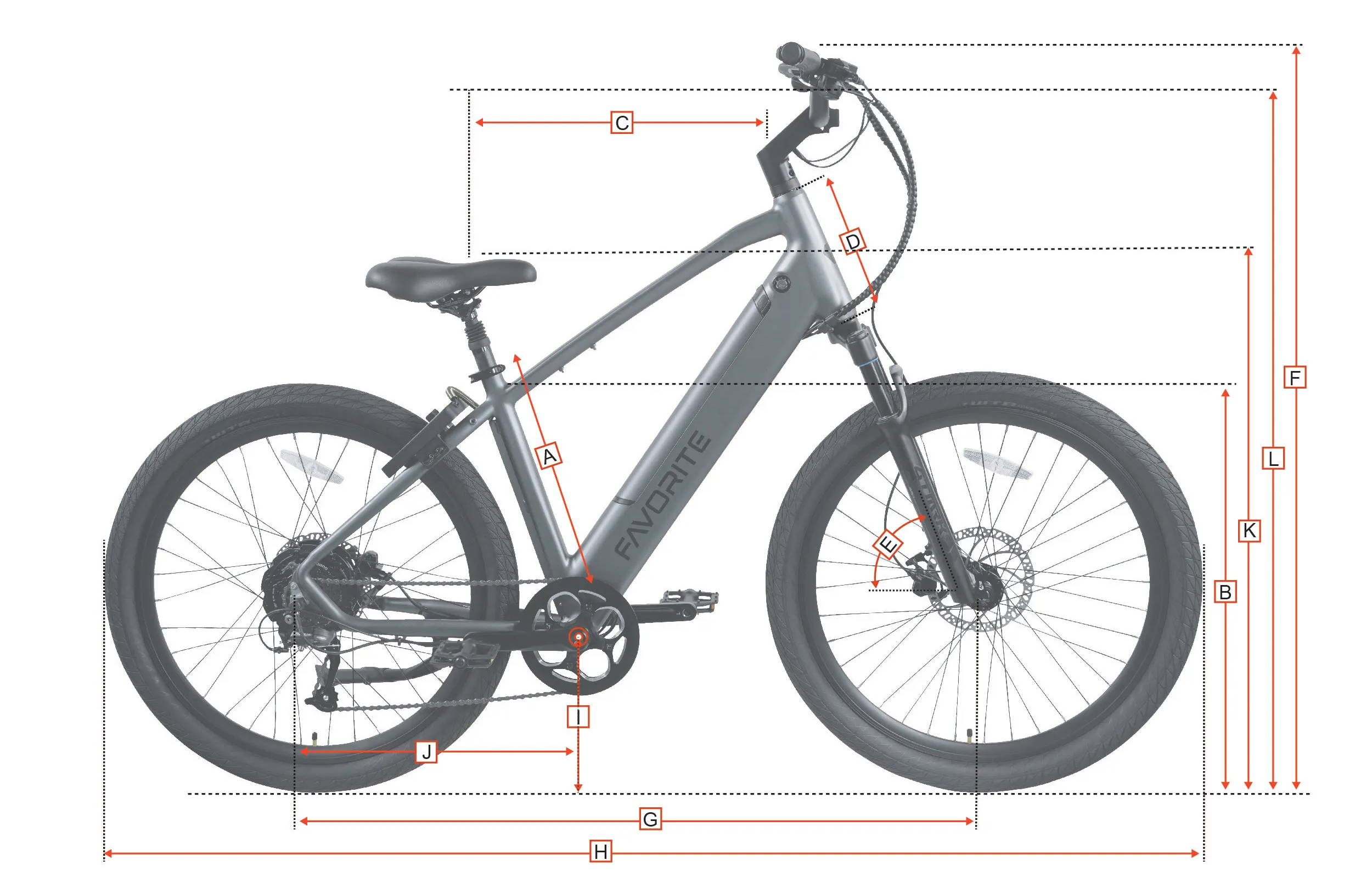 Hybrid XR high-step frame geometry diagram